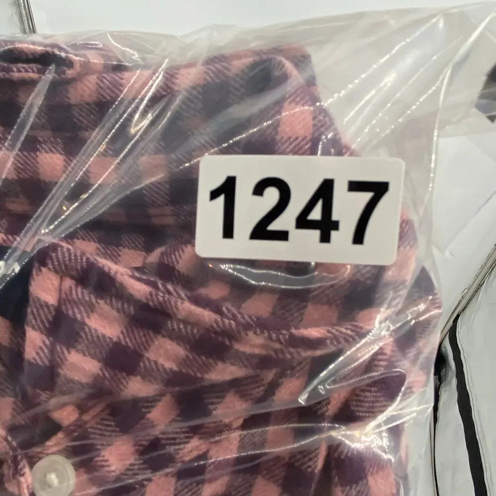 Lands‎ End Top Women’s XS Pink & Purple Gingham Plaid Flannel Fall CozyCore